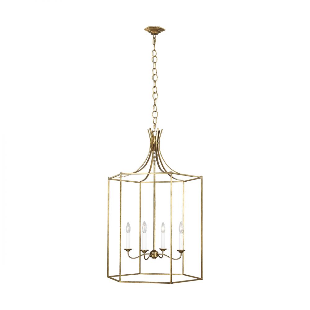 Generation Lighting  4 - Light Lantern AC1024ADB Pendants Generation Lighting Gold  