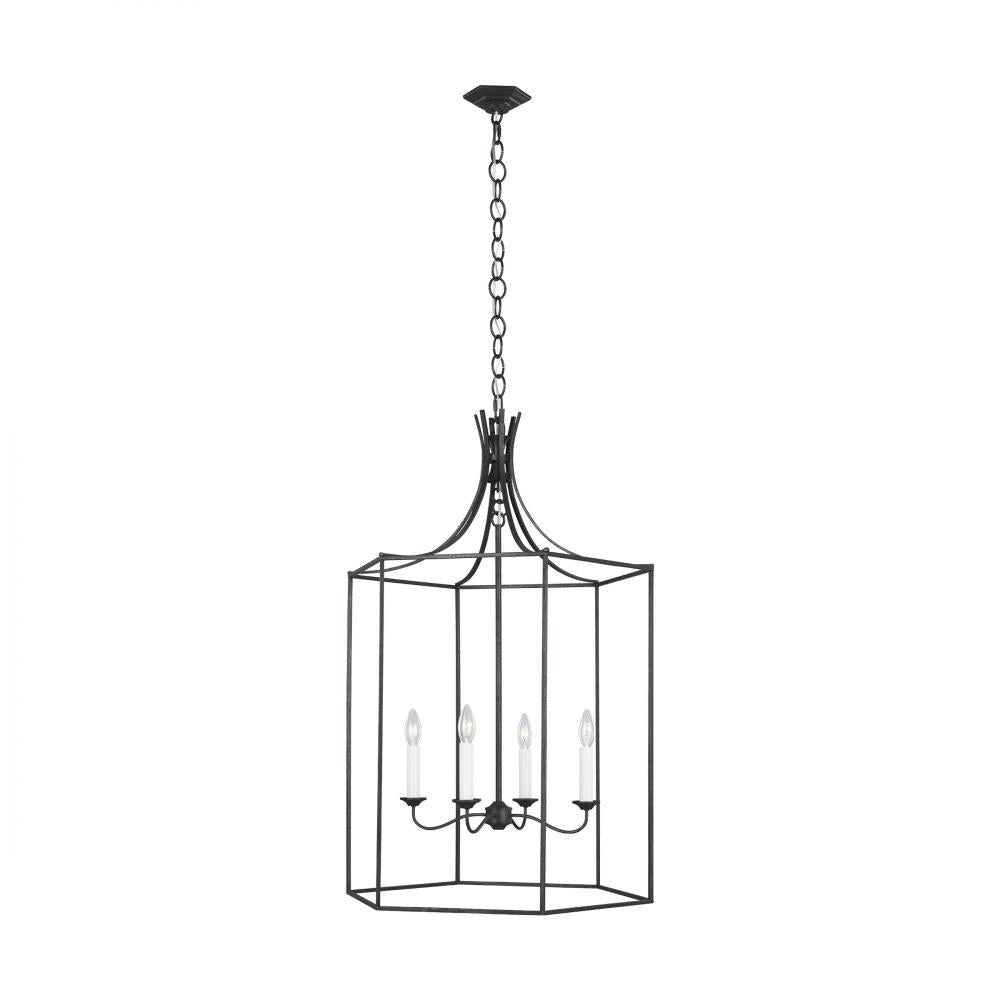 Generation Lighting  4 - Light Lantern AC1024SMS Pendants Generation Lighting Steel  