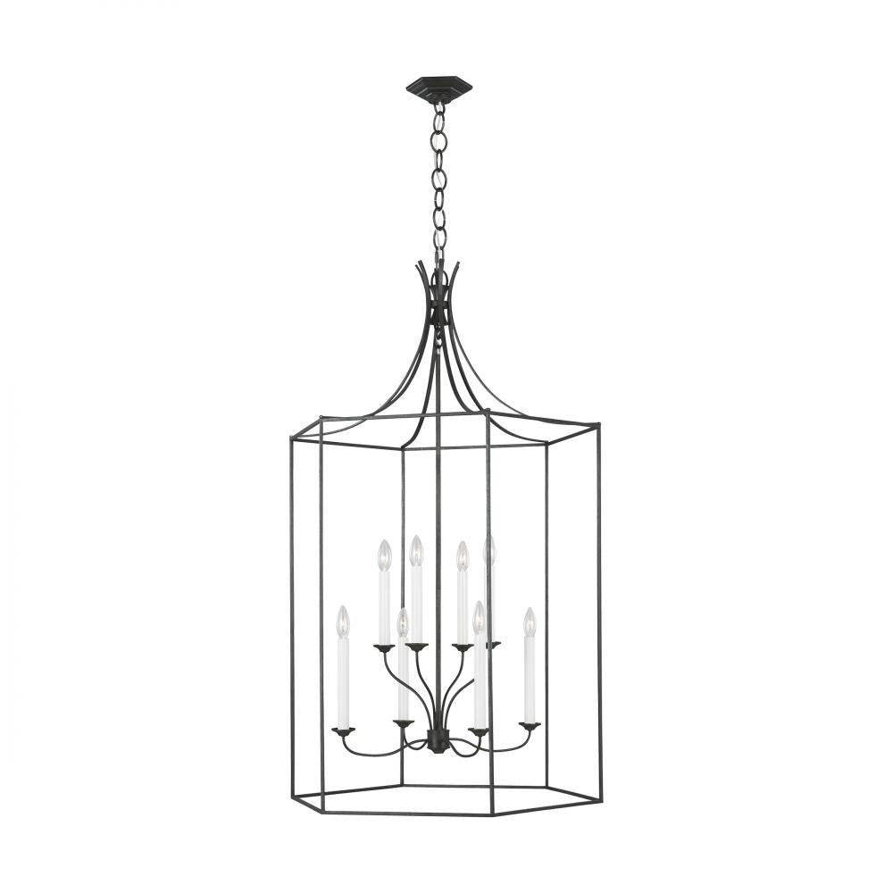 Generation Lighting  8 - Light Lantern AC1038SMS Pendants Visual Comfort Studio Collection Steel  