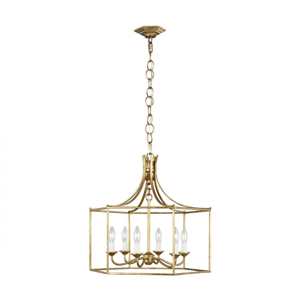 Generation Lighting  6 - Light Lantern AC1046ADB Chandeliers Visual Comfort Studio Collection Gold  