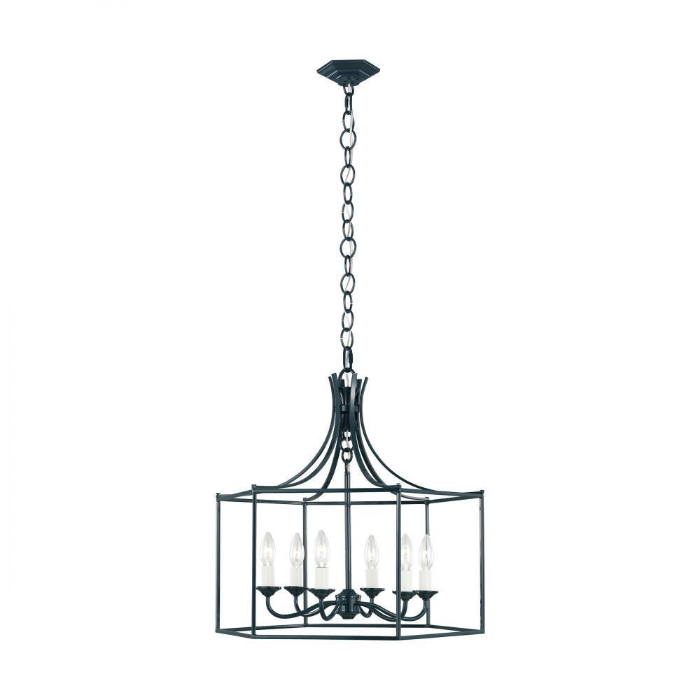 Generation Lighting  6 - Light Lantern AC1046DBL Chandeliers Visual Comfort Studio Collection Blue  