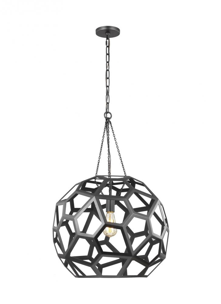 Generation Lighting  1 - Light Large Pendant AP1071MBK Pendants Visual Comfort Studio Collection Black  