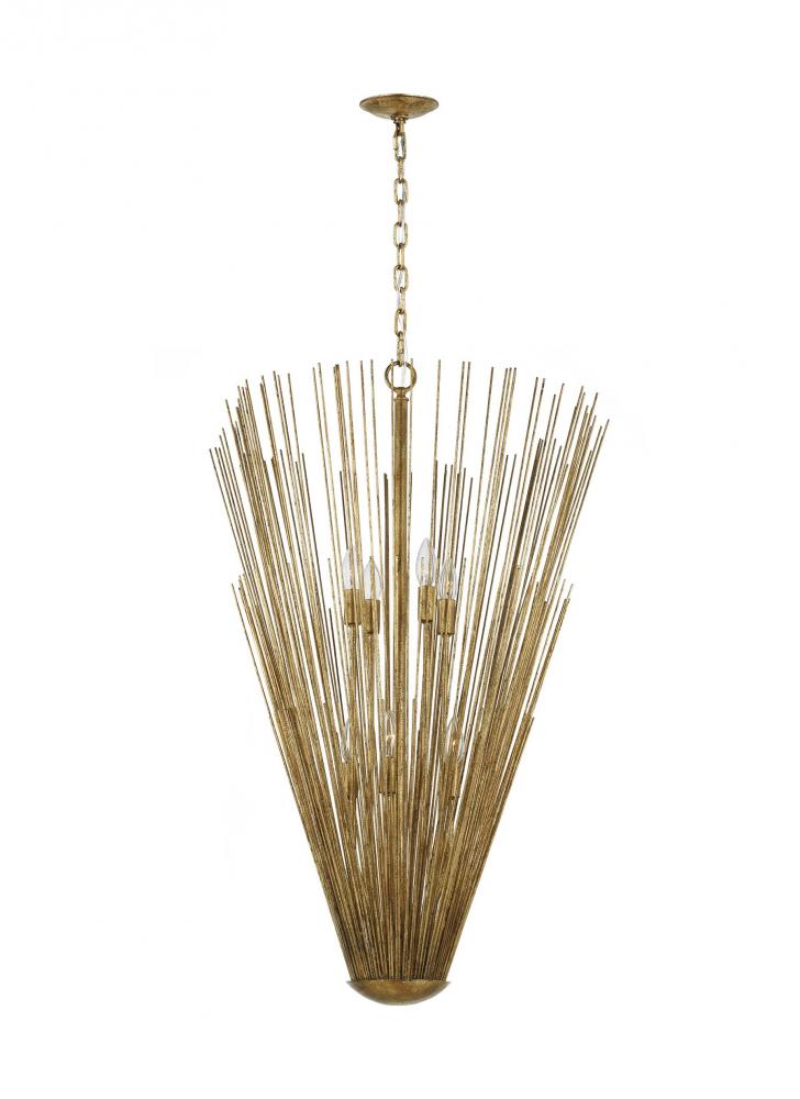 Generation Lighting  8 - Light Tall Pendant AP1158ADB Pendants Visual Comfort Studio Collection Gold  