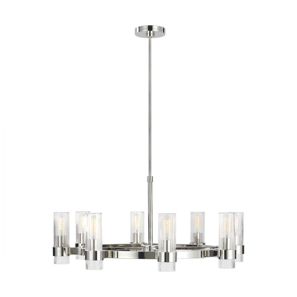 Generation Lighting  8 - Light Chandelier CC1378PN Chandeliers Visual Comfort Studio Collection Nickel  