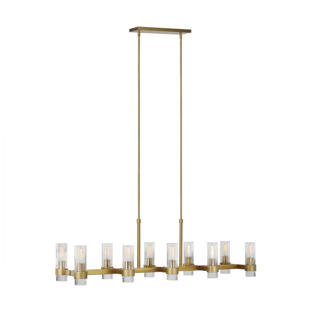 Generation Lighting  10 - Light Linear Chandelier CC13810BBS Linear Chandeliers Generation Lighting Brass  