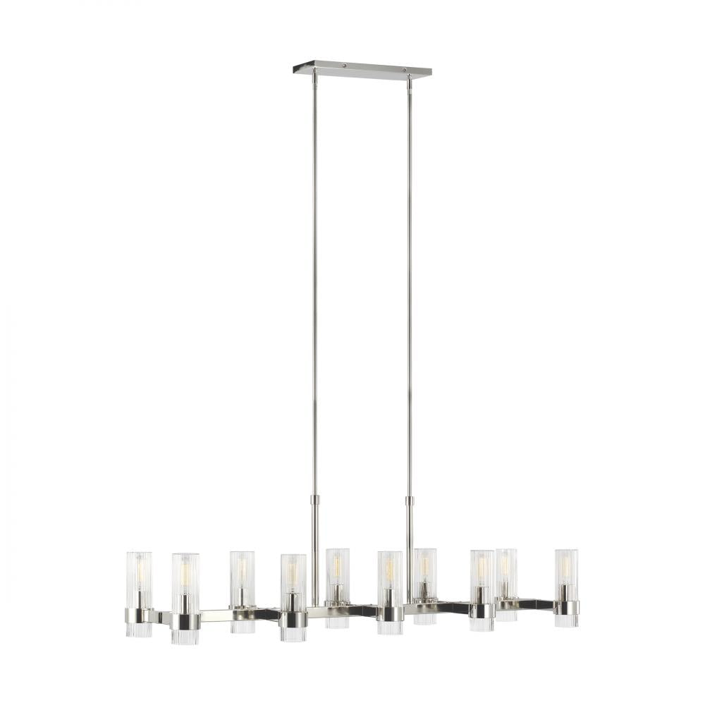 Generation Lighting  10 - Light Linear Chandelier CC13810PN Linear Chandeliers Generation Lighting Nickel  