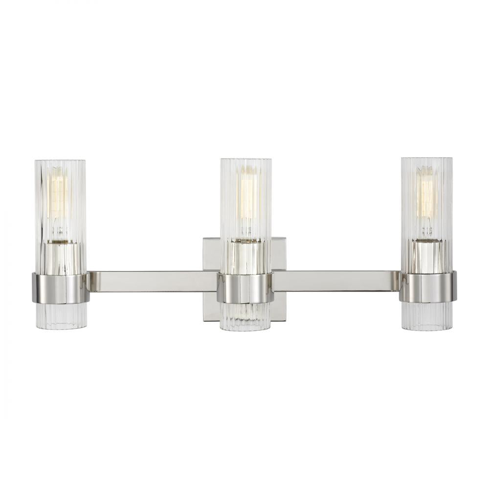 Generation Lighting  3 - Light Vanity CV1023PN Wall Sconces Visual Comfort Studio Collection Nickel  