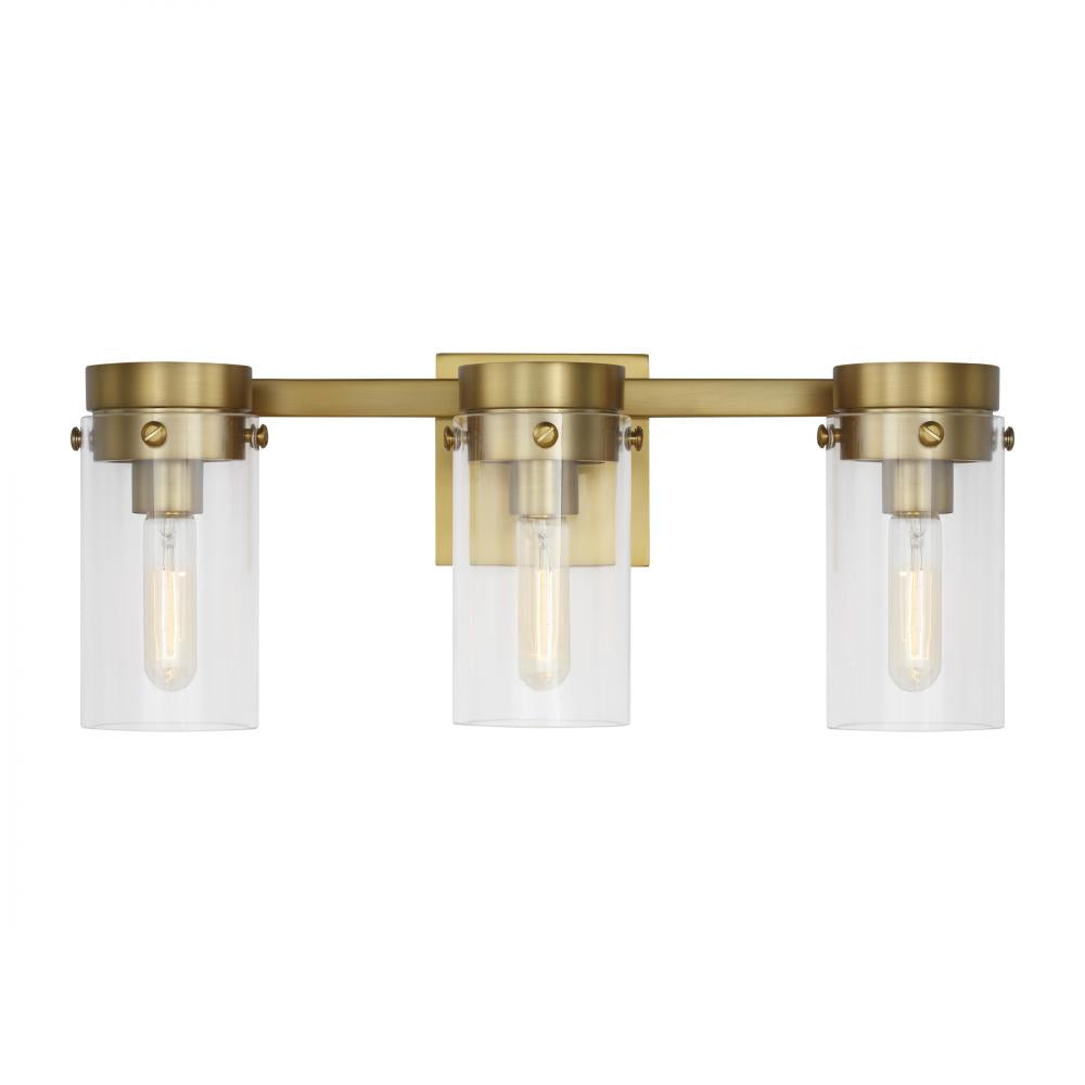 Generation Lighting  3 - Light Vanity CW1003BBS Wall Light Fixtures Generation Lighting Brass  