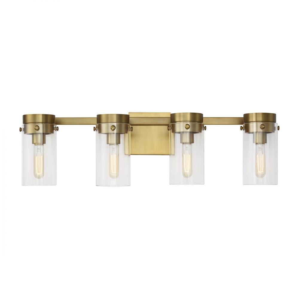 Generation Lighting  4 - Light Vanity CW1004BBS Wall Light Fixtures Generation Lighting Brass  