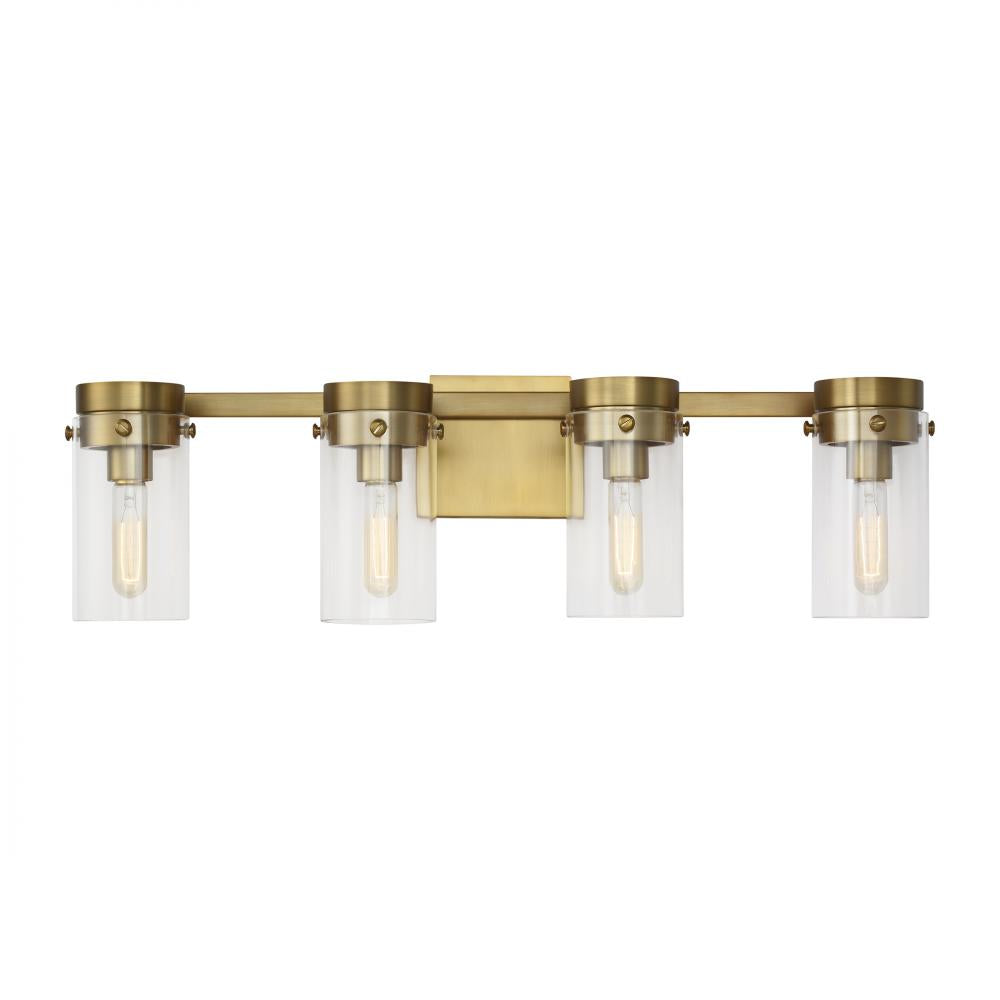 Generation Lighting  4 - Light Vanity CW1004BBS Wall Sconces Visual Comfort Studio Collection Brass  