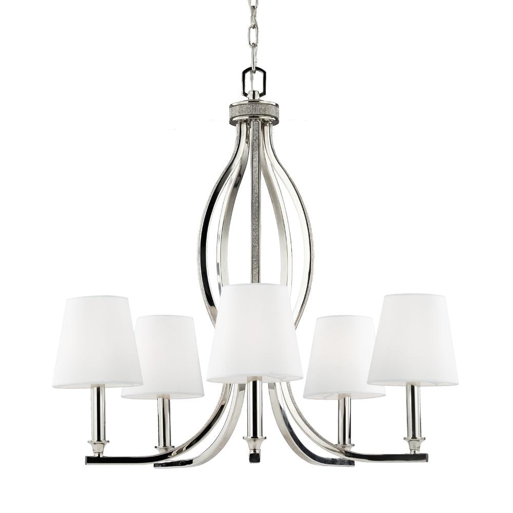 Generation Lighting - Feiss 5 - Light Crystal Inlay Chandelier Polished Nickel F2967/5PN Chandeliers Visual Comfort Studio Collection Nickel  