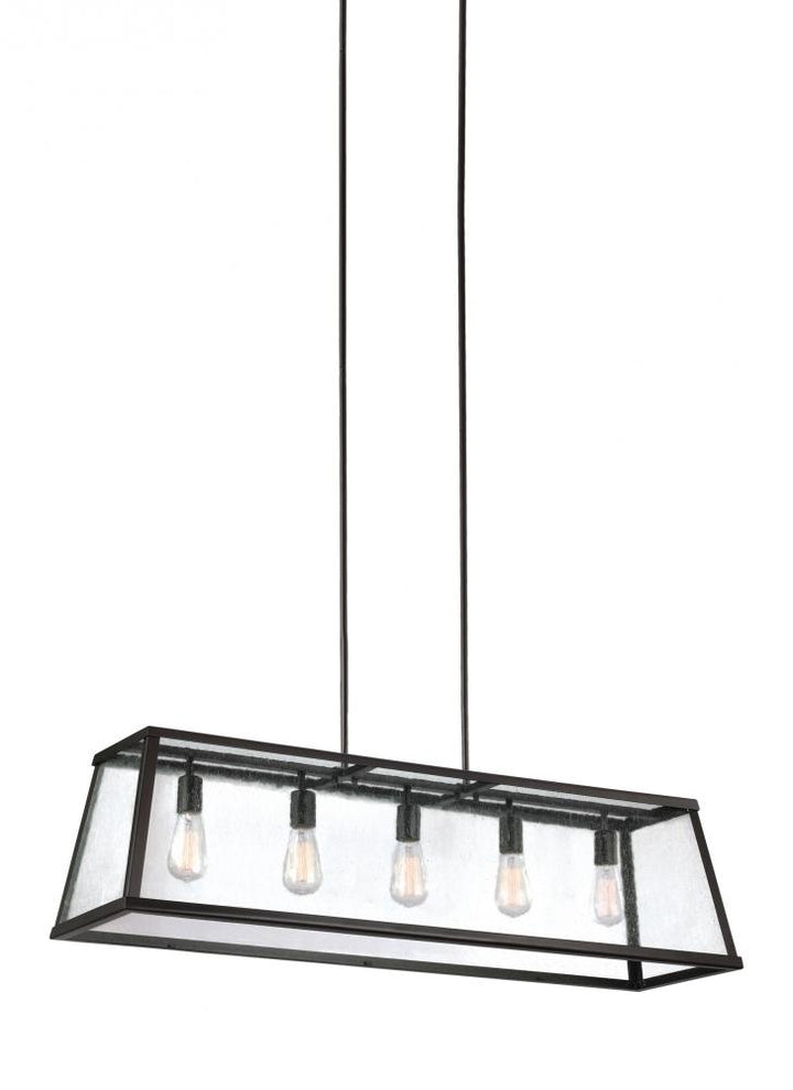 Generation Lighting - Feiss 5 - Light Island Chandelier F3073/5 Linear Chandeliers Visual Comfort Studio Collection Bronze  