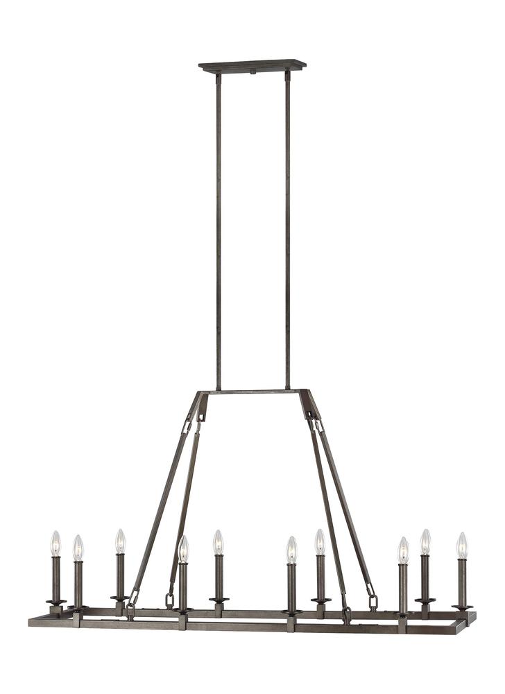 Generation Lighting - Feiss 10 - Light Linear Chandelier F3218/10SMS Linear Chandeliers Generation Lighting Steel  