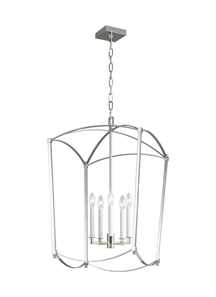 Generation Lighting - Feiss 5 - Light Lantern F3323/5 Pendants Visual Comfort Studio Collection Nickel  