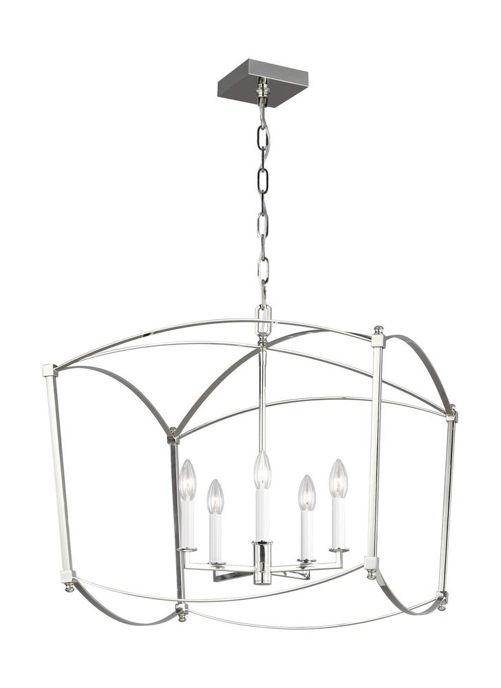 Generation Lighting - Feiss 5 - Light Lantern F3325/5 Pendants Visual Comfort Studio Collection Nickel  