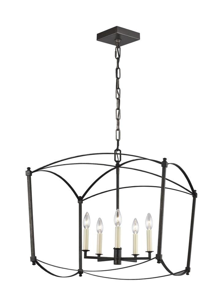 Generation Lighting - Feiss 5 - Light Lantern F3325/5 Pendants Generation Lighting Steel  