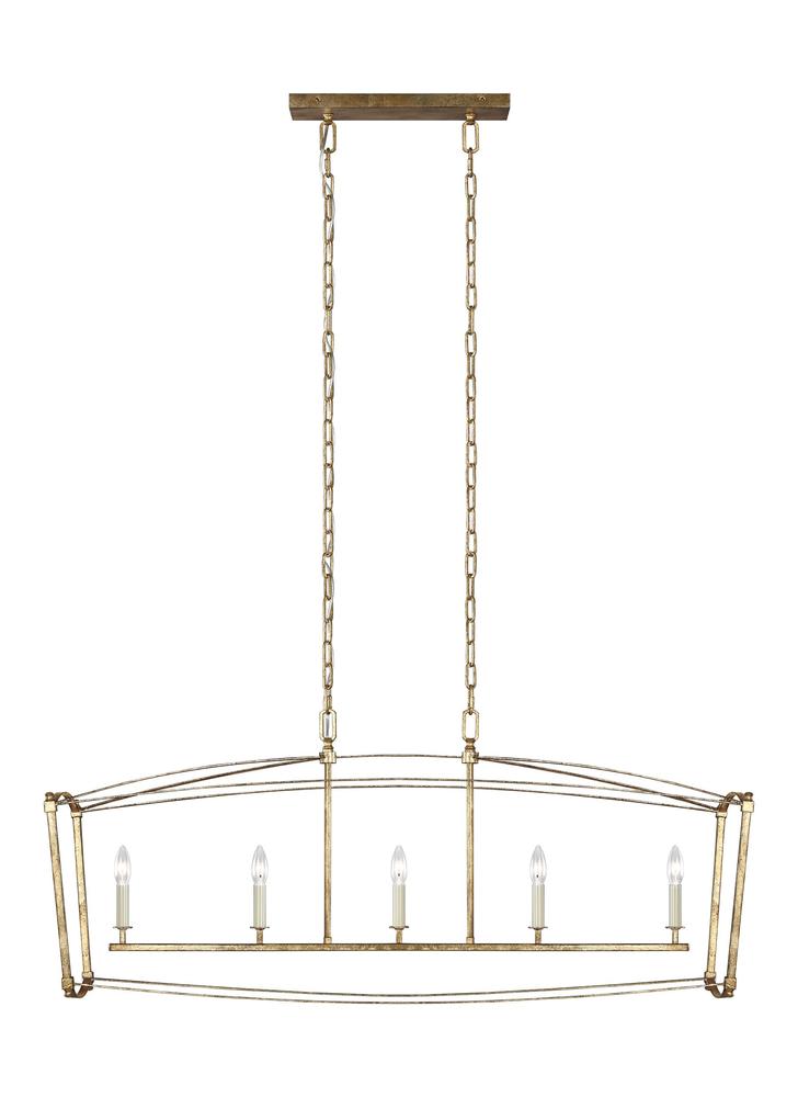 Generation Lighting - Feiss 5 - Light Linear Chandelier F3326/5 Linear Chandeliers Visual Comfort Studio Collection Gold  