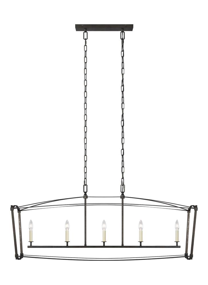 Generation Lighting - Feiss 5 - Light Linear Chandelier F3326/5 Linear Chandeliers Generation Lighting Steel  