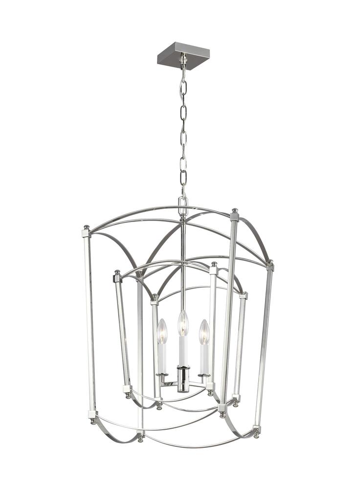 Generation Lighting - Feiss 3 - Light Lantern F3327/3 Pendants Visual Comfort Studio Collection Nickel  