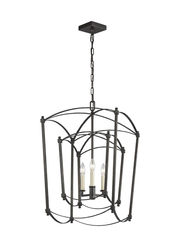 Generation Lighting - Feiss 3 - Light Lantern F3327/3 Pendants Visual Comfort Studio Collection Steel  