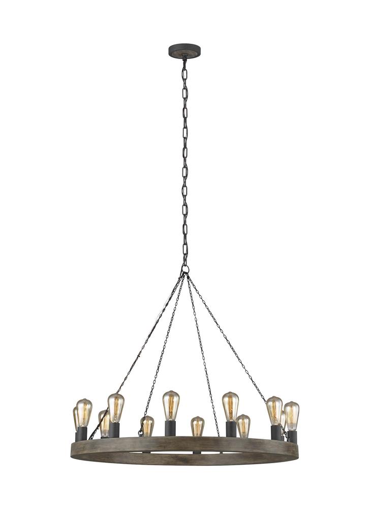 Generation Lighting - Feiss 12-Light Chandelier F3932/12WOW/AF Chandeliers Visual Comfort Studio Collection Wood  