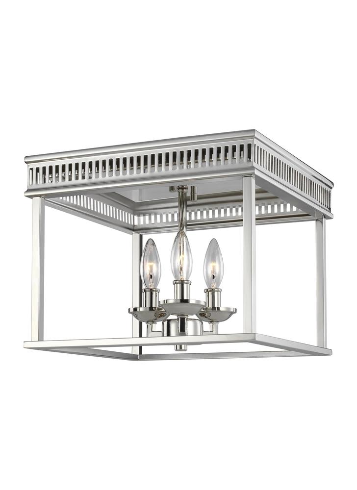 Generation Lighting - Feiss 3 - Light Flush Mount FM521 Ceiling Flush Mounts Visual Comfort Studio Collection Nickel  