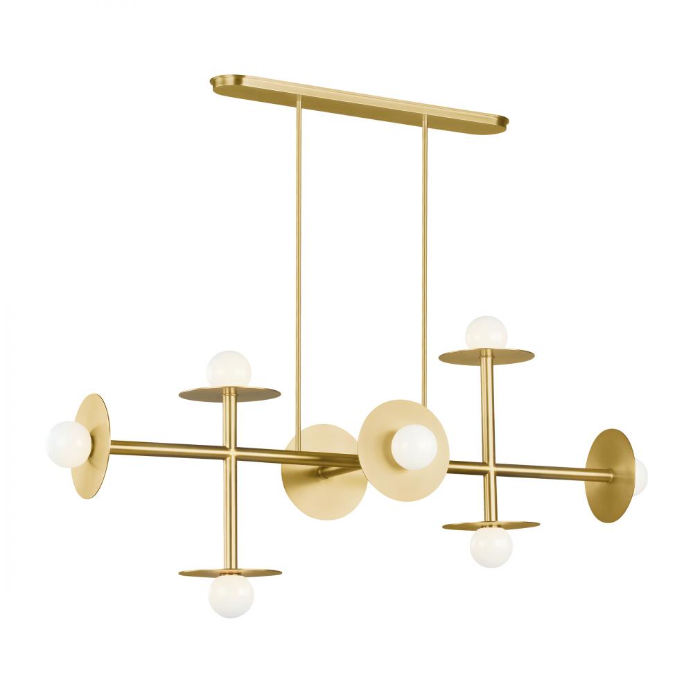 Generation Lighting  8 - Light Linear Chandelier KC1008BBS Linear Chandeliers Visual Comfort Studio Collection Brass  