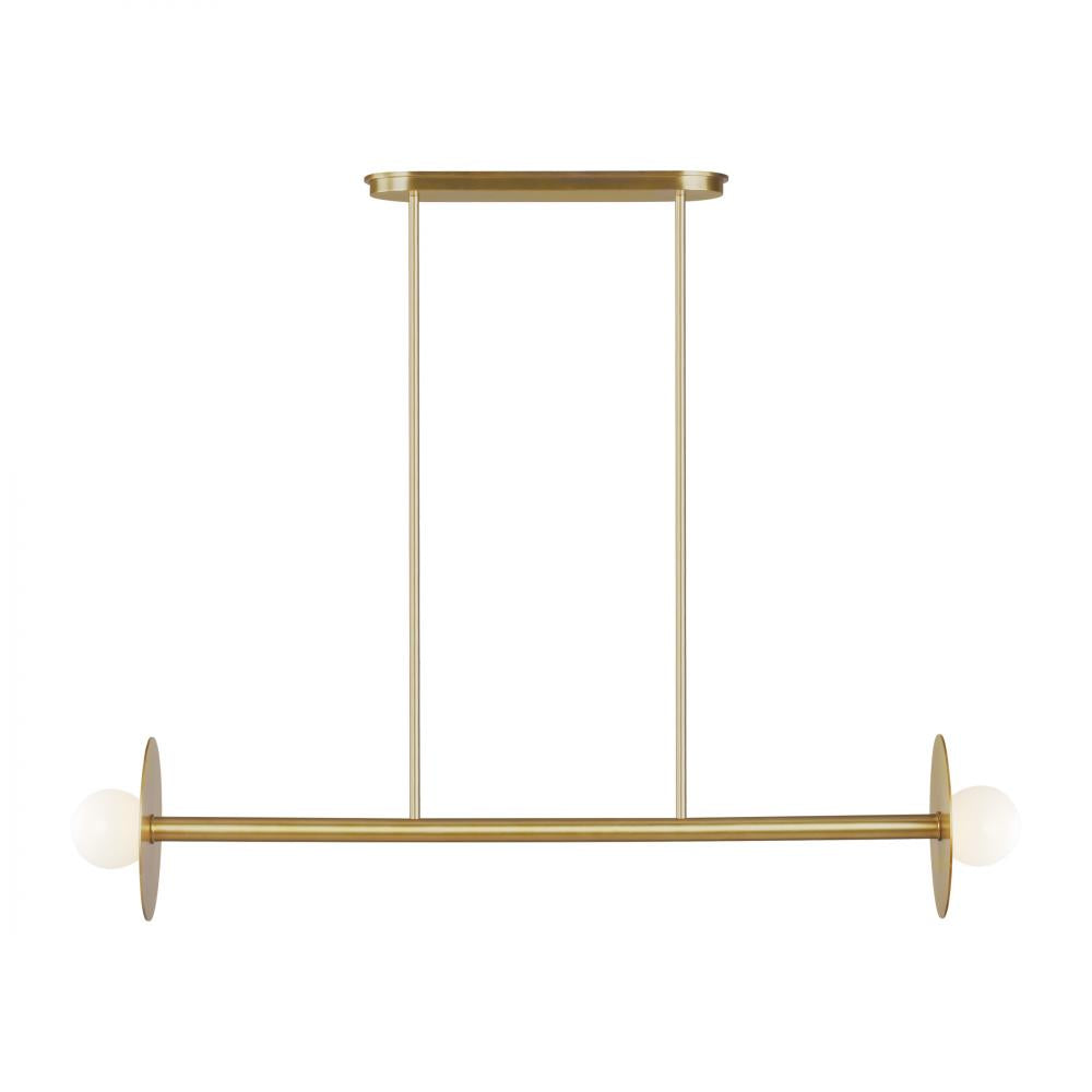 Generation Lighting  2 - Light Linear Chandelier KC1012BBS Linear Chandeliers Visual Comfort Studio Collection Brass  