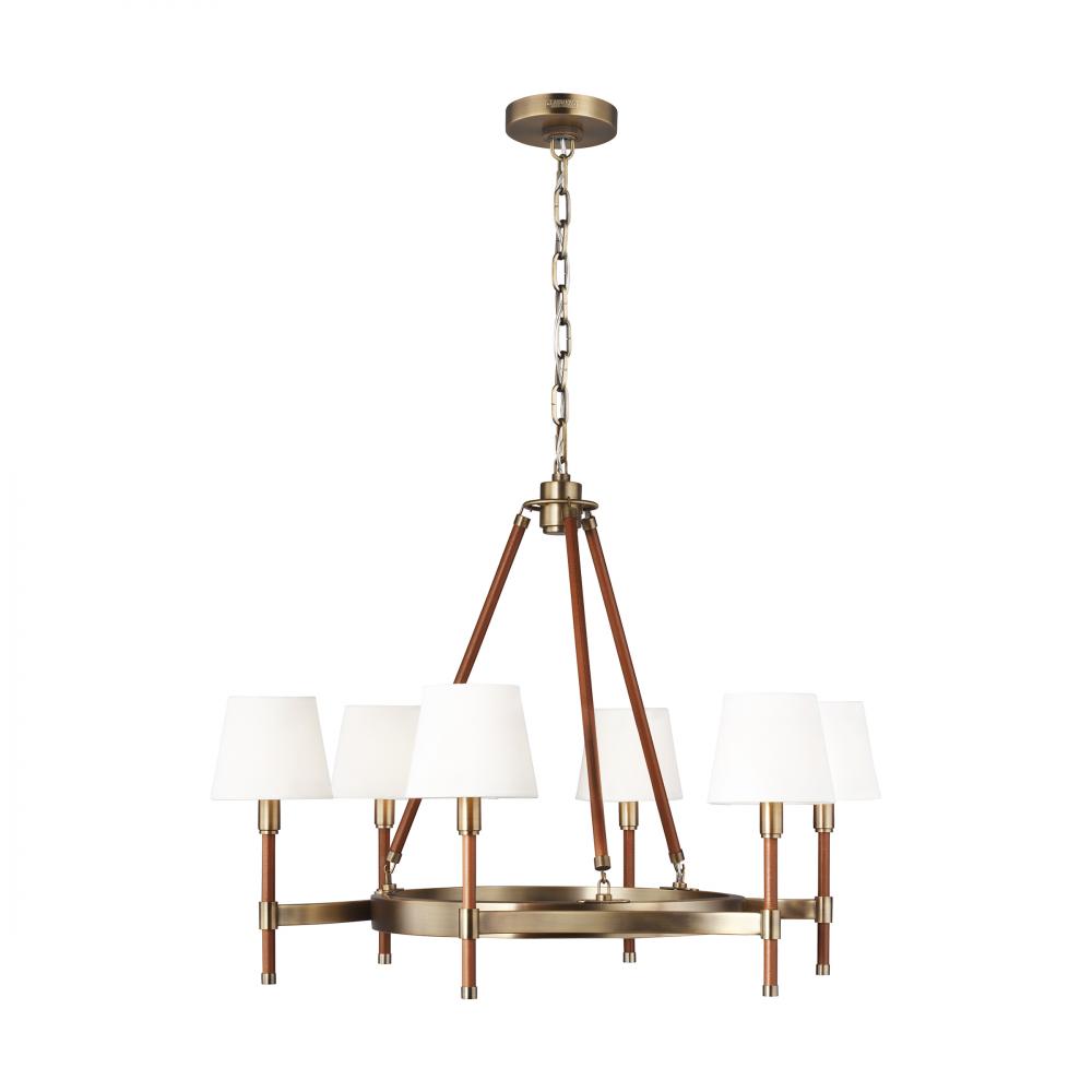 Generation Lighting  6 - Light Chandelier LC1006TWB Chandeliers Visual Comfort Studio Collection Brass  