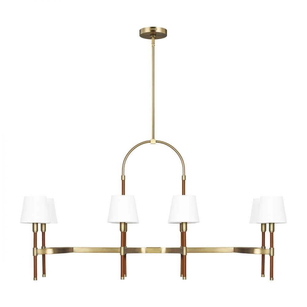 Generation Lighting  8 - Light Linear Chandelier LC1028TWB Linear Chandeliers Visual Comfort Studio Collection Brass  