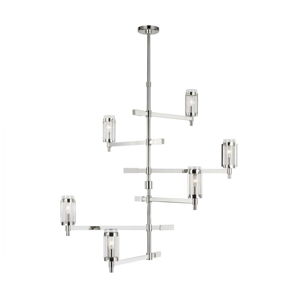 Generation Lighting  6 - Light Chandelier LC1046PN Chandeliers Visual Comfort Studio Collection Nickel  