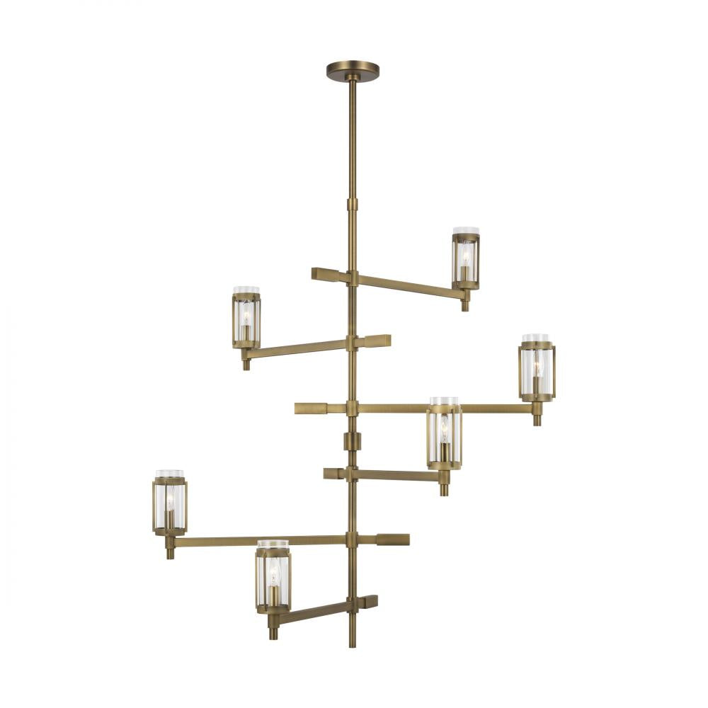 Generation Lighting  6 - Light Chandelier LC1046TWB Chandeliers Visual Comfort Studio Collection Brass  