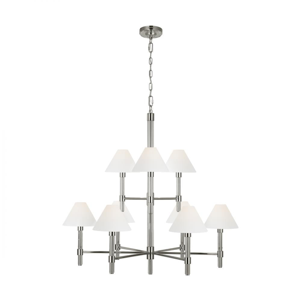 Generation Lighting  9 - Light Chandelier LC1069PN Chandeliers Visual Comfort Studio Collection Nickel  