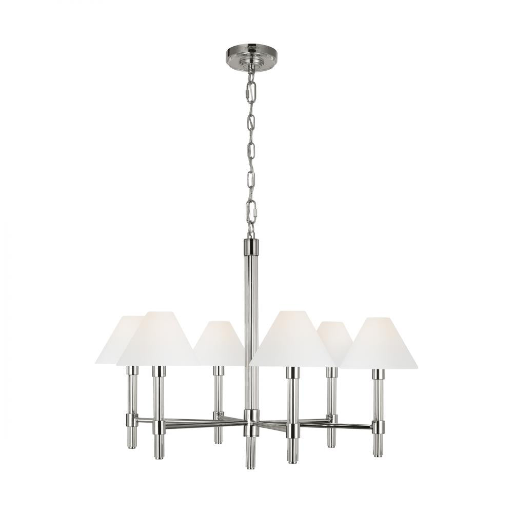 Generation Lighting  6 - Light Chandelier LC1076PN Chandeliers Visual Comfort Studio Collection Nickel  