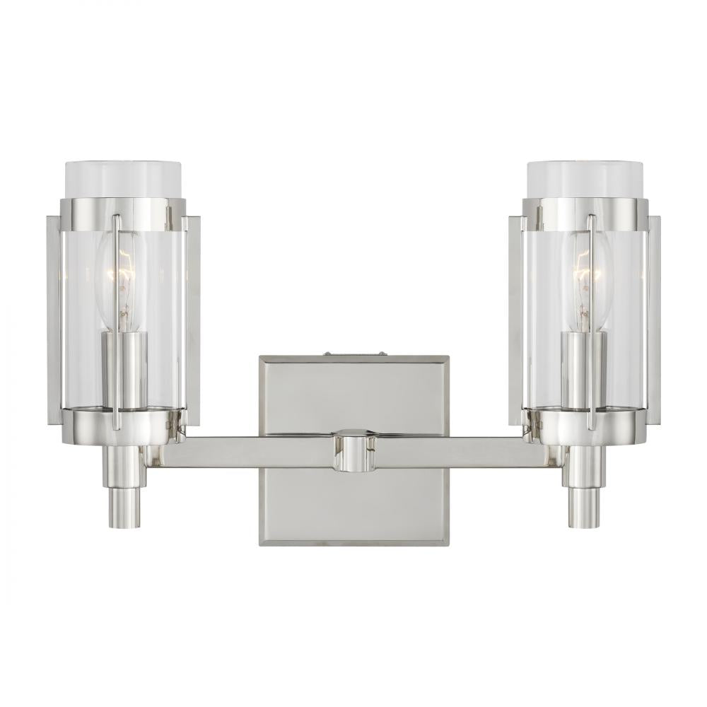 Generation Lighting  2 - Light Vanity LV1012PN Wall Sconces Visual Comfort Studio Collection Nickel  