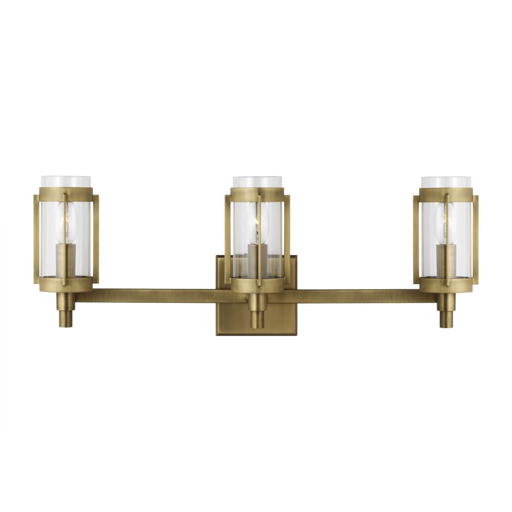 Generation Lighting  3 - Light Vanity LV1023TWB Wall Sconces Visual Comfort Studio Collection Brass  