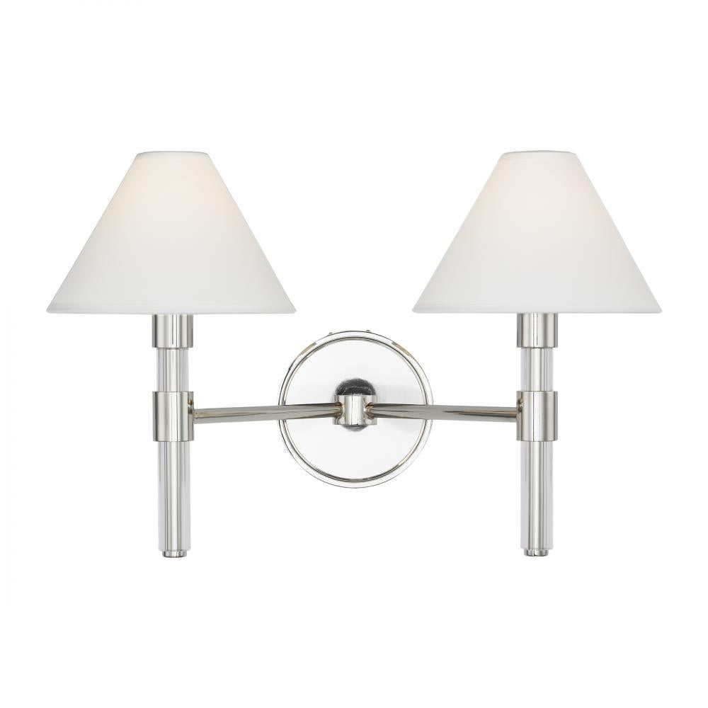 Generation Lighting  2 - Light Vanity LV1032PN Wall Sconces Visual Comfort Studio Collection Nickel  