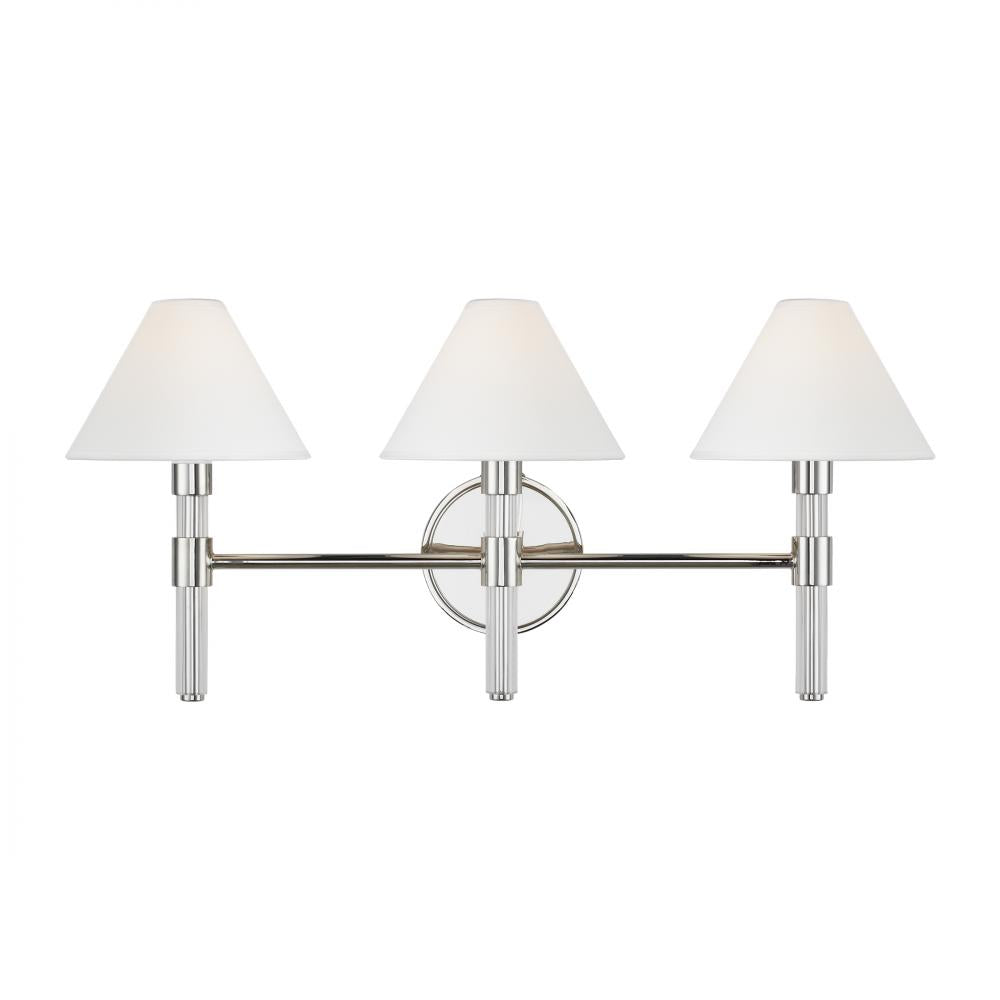 Generation Lighting  3 - Light Vanity LV1043PN Wall Sconces Visual Comfort Studio Collection Nickel  