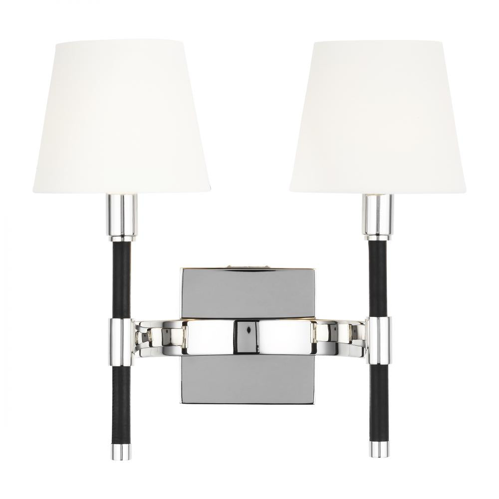 Generation Lighting  2 - Light Wall Sconce LW1022PN Wall Sconces Visual Comfort Studio Collection Black|Nickel  