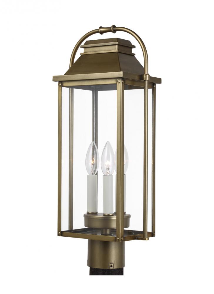 Generation Lighting - Feiss 3 - Light Post Lantern OL13207 Pier & Post Mount Lights Generation Lighting Brass  