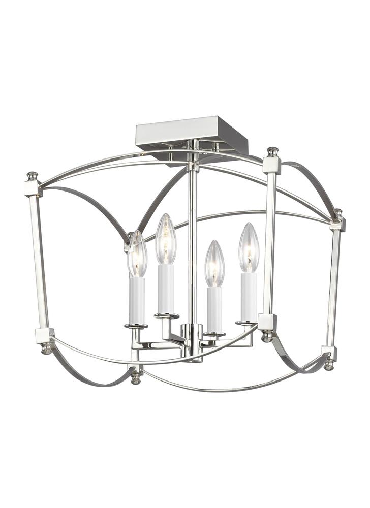 Generation Lighting - Feiss 4 - Light Semi-Flush Mount SF350 Ceiling Flush Mounts Visual Comfort Studio Collection Nickel  