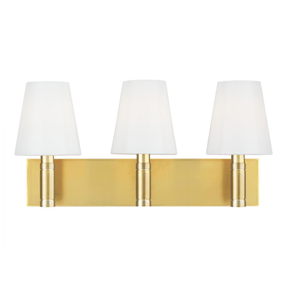 Generation Lighting  3 - Light Vanity TV1033BBS Wall Sconces Visual Comfort Studio Collection Brass  