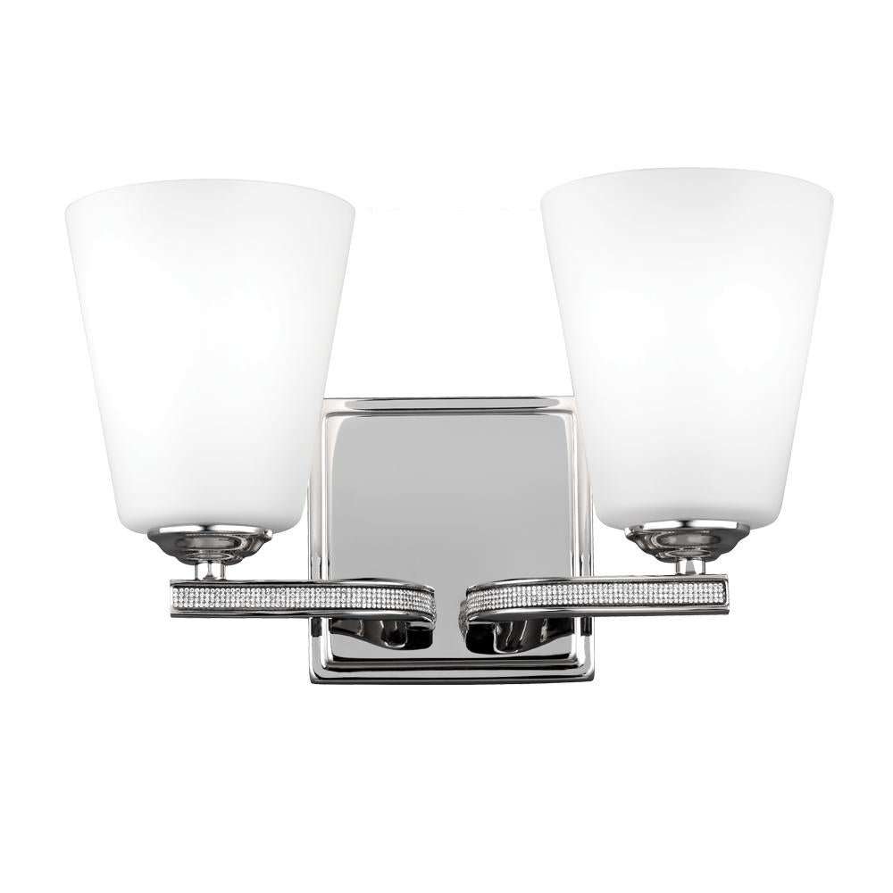 Generation Lighting - Feiss 2 - Light Vanity VS20202PN Wall Sconces Visual Comfort Studio Collection Nickel  