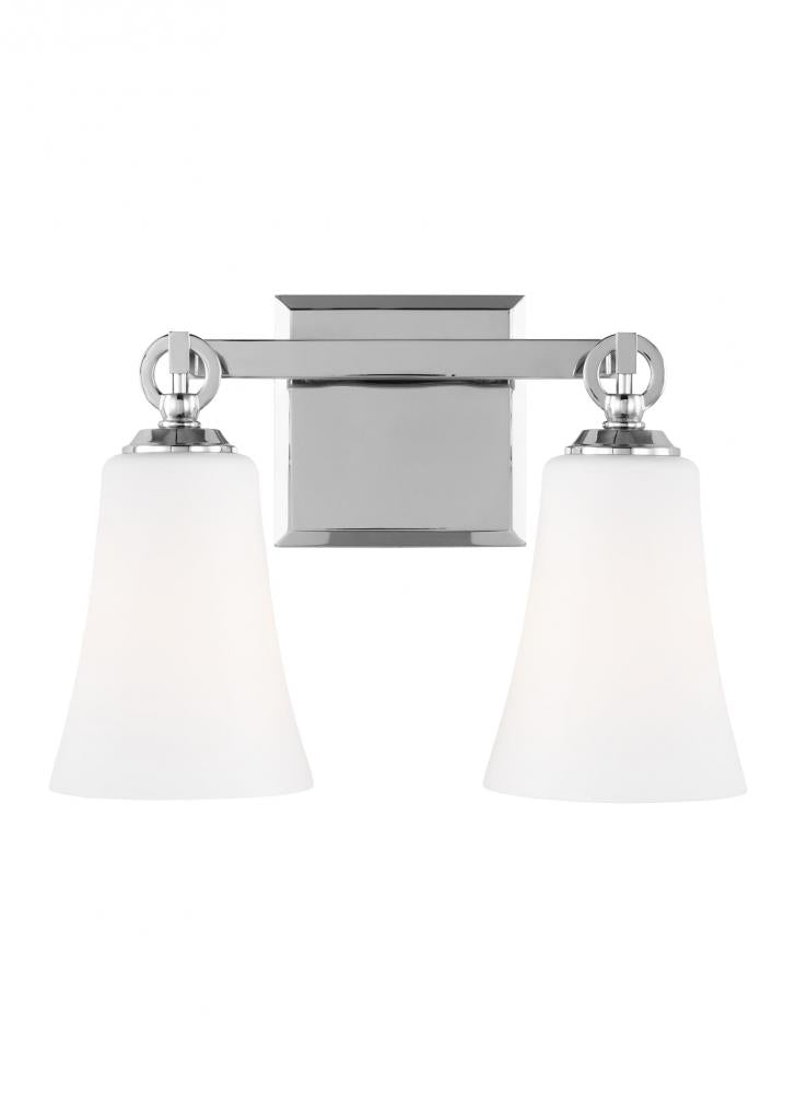 Generation Lighting - Feiss 2 - Light Vanity VS23702CH Wall Sconces Visual Comfort Studio Collection Chrome  