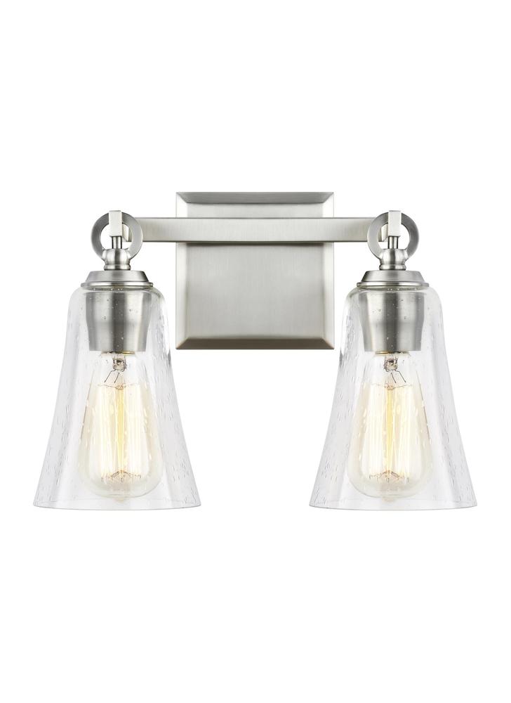 Generation Lighting - Feiss 2 - Light Vanity VS24702 Wall Sconces Visual Comfort Studio Collection Nickel  