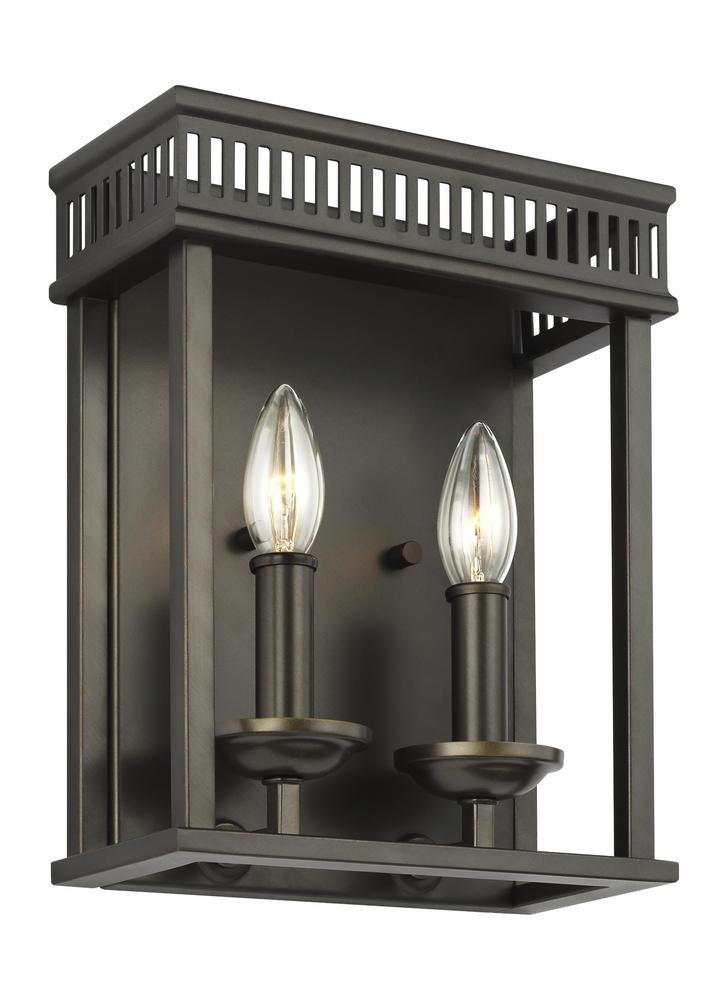 Generation Lighting - Feiss 2 - Light Wall Sconce WB1891 Wall Light Fixtures Generation Lighting Bronze  
