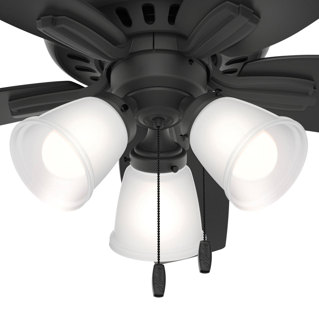 Hunter 42 inch Newsome Ceiling Fan with LED Light Kit and Pull Chain Indoor Ceiling Fans Hunter Matte Black Dark Gray Oak / Matte Black Painted Cased White