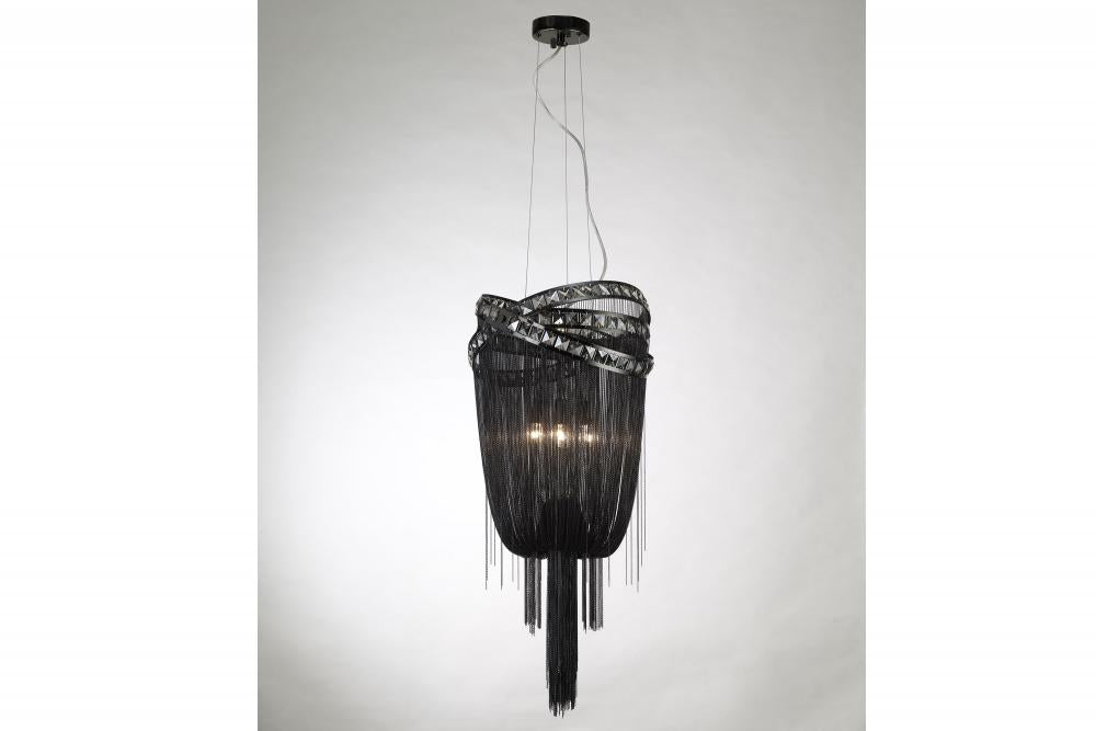 Avenue Lighting WILSHIRE BLVD. COLLECTION BLACK STEEL CHAIN FOYEAR HANGING FIXTURE HF1608 Chandeliers Avenue Lighting Black  