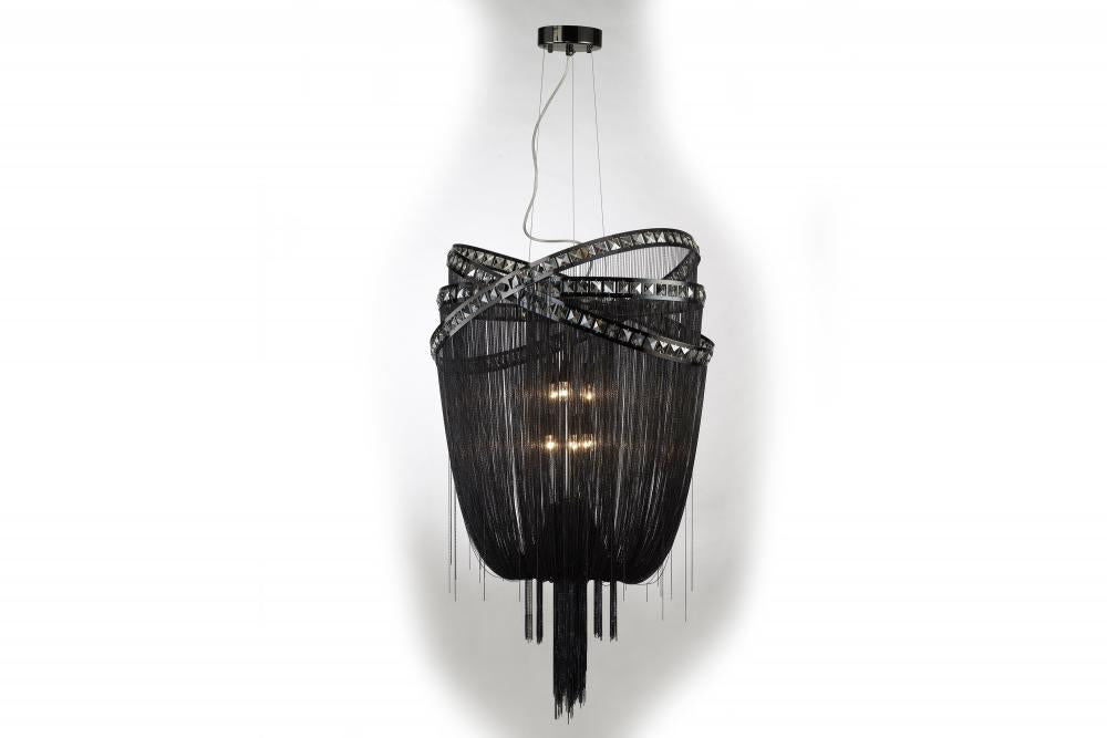 Avenue Lighting WILSHIRE BLVD. COLLECTION BLACK STEEL CHAIN FOYEAR HANGING FIXTURE HF1609 Chandeliers Avenue Lighting Black  