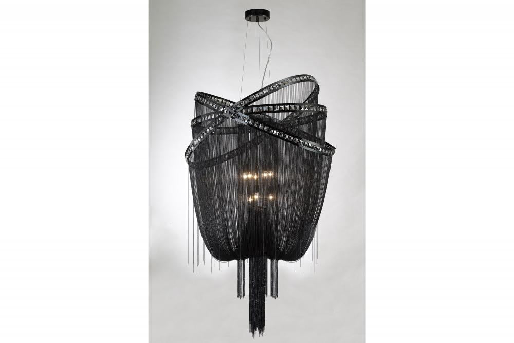 Avenue Lighting WILSHIRE BLVD. COLLECTION BLACK STEEL CHAIN FOYEAR HANGING FIXTURE HF1610 Chandeliers Avenue Lighting Black  